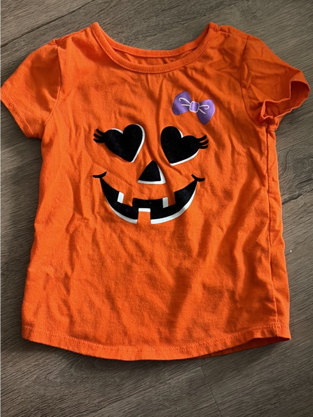 Celebrate It Orange Halloween Jack-O'-Lantern Tee with Purple Bow